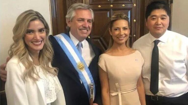 Sofía Pacchi junto a Alberto Fernández y Fabiola Yañez.