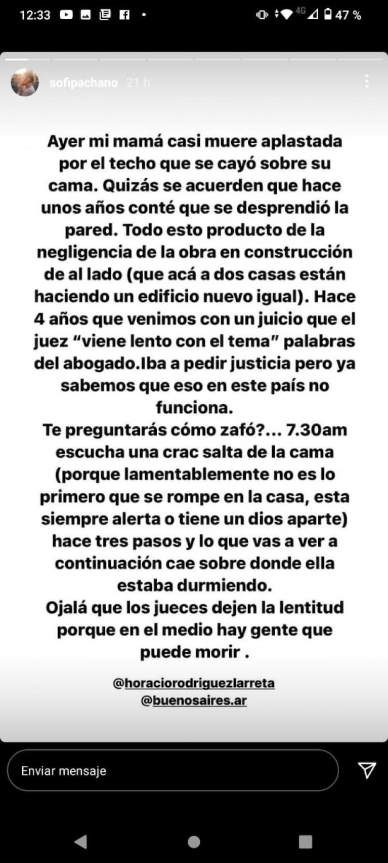 Sofía Pachano comentó el accidente que casi termina con la vida de su madre