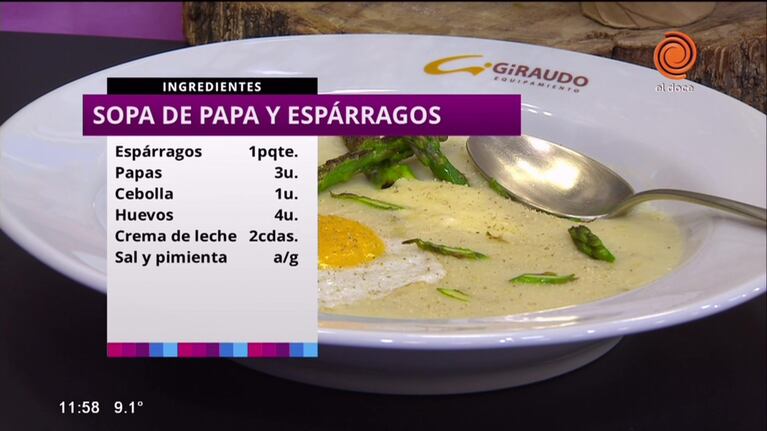 sopa de papa y espárragos