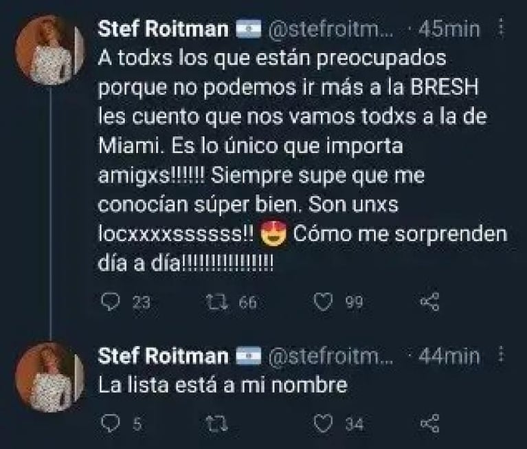 Stefi Roitman, polémica tras el anuncio de las medidas: "Nos vamos todos a la fiesta de Miami"