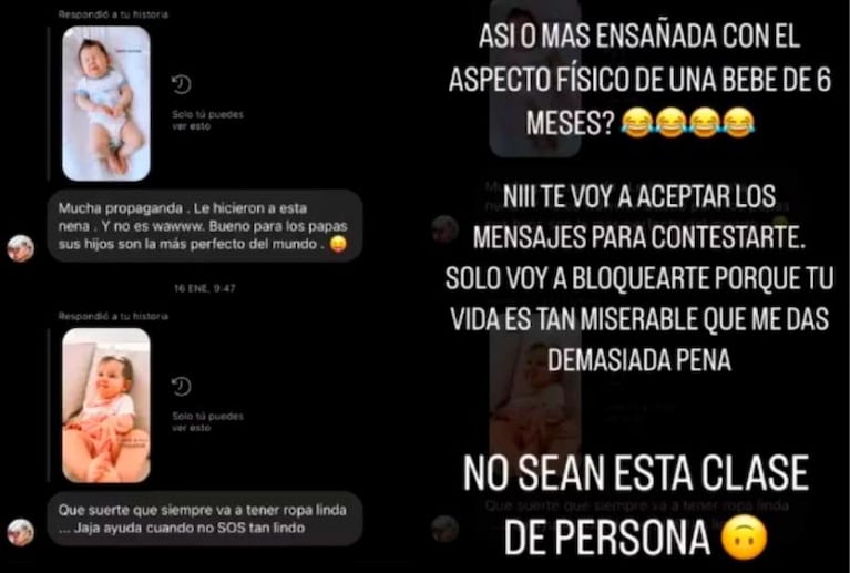 Stephanie Demner cruzó a una seguidora que criticó el aspecto de su beba