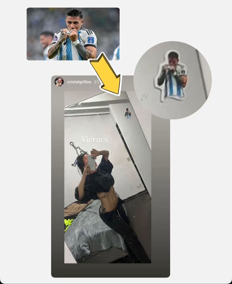Stickers y un espejo: la desafiante foto de la ex de Enzo Fernández tras la reconciliación con Valu