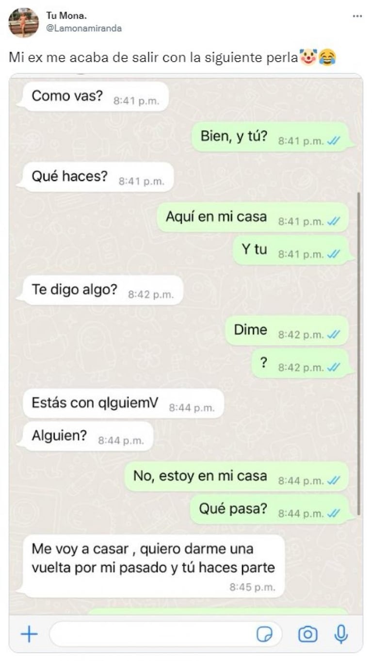 Su ex le escribió antes de casarse y el chat se volvió viral