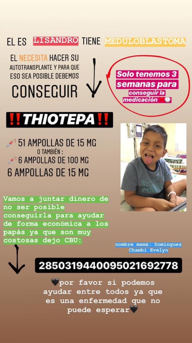 Su hijo tiene cáncer y necesitan un remedio para que siga viviendo