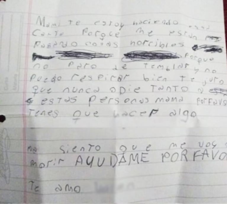 Sufre bullying y pidió ayuda a través de una carta: la mamá relató el drama