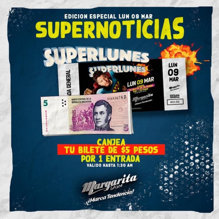 Superlunes en Margarita: se viene Damián Córdoba por 5 pesos