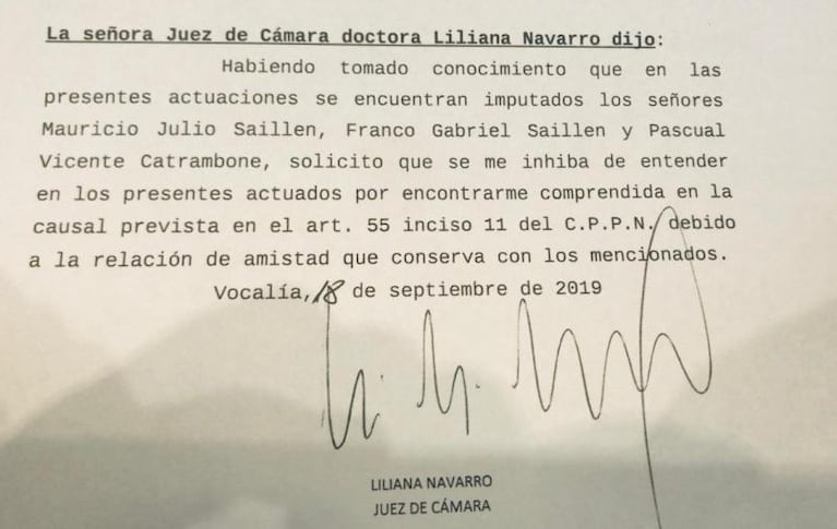 Surrbac: por "amistad", se apartó la jueza que debía decidir por Saillén y Catrambone