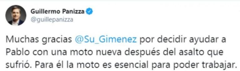Susana Giménez ayudó a un repartidor al que le robaron la moto