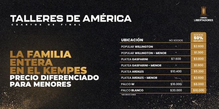 Talleres ya vende las entradas para los cuartos de la Libertadores: los precios