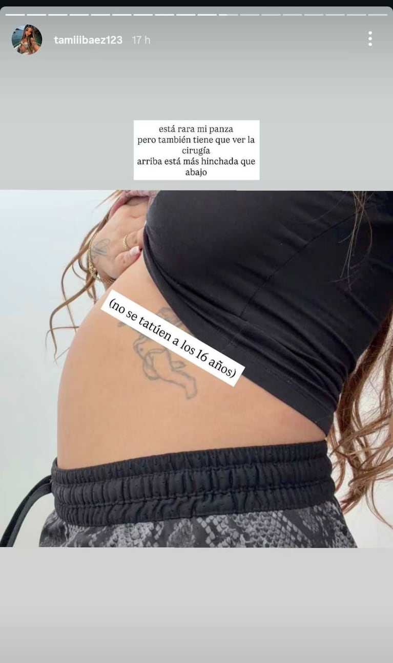 Tamara Báez publicó una foto embarazada y explicó por qué su panza estaba “rara”