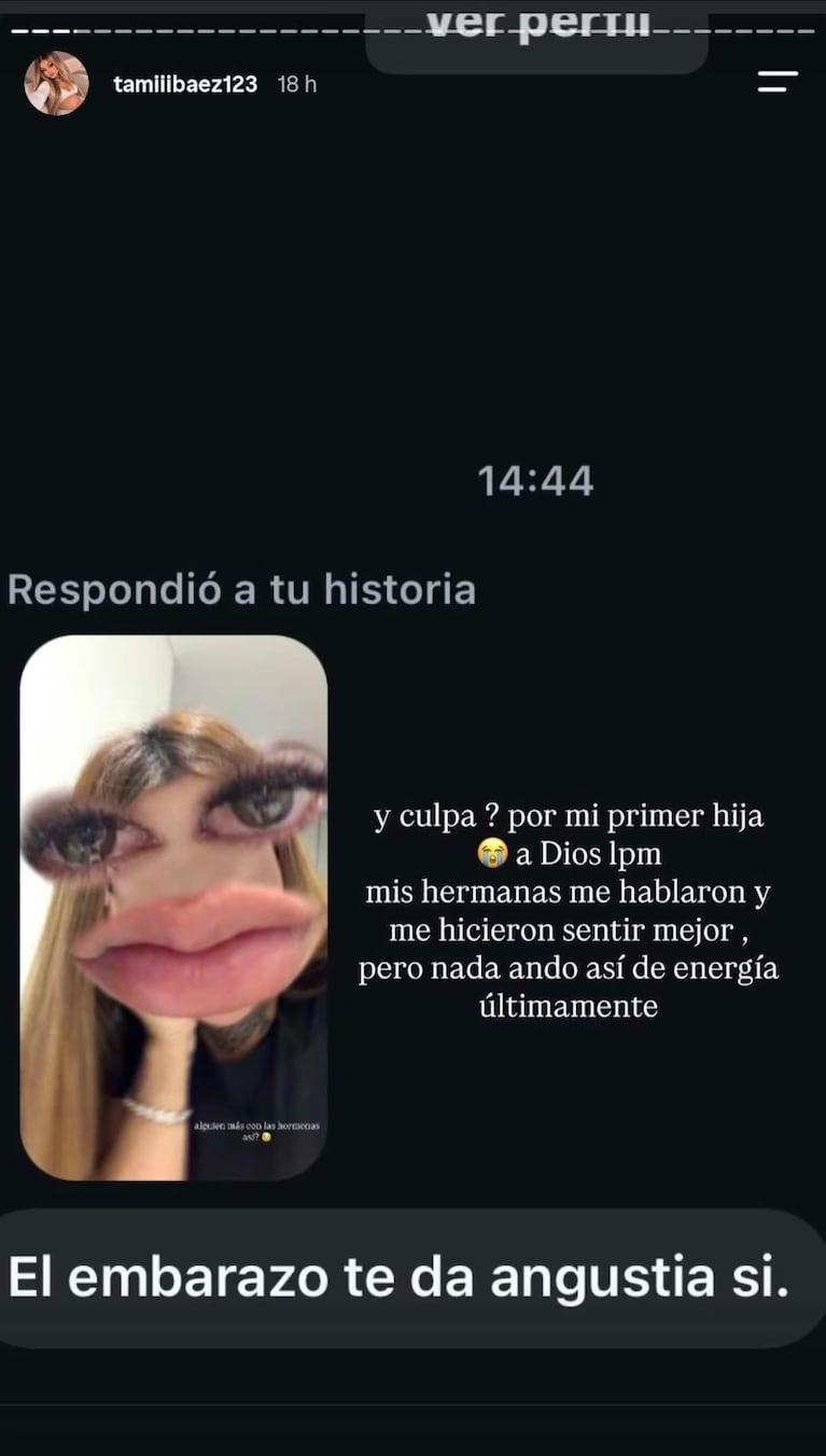 Tamara Báez se mostró llorando en pleno embarazo y confesó qué le angustia: “¿Alguien más con…?”
