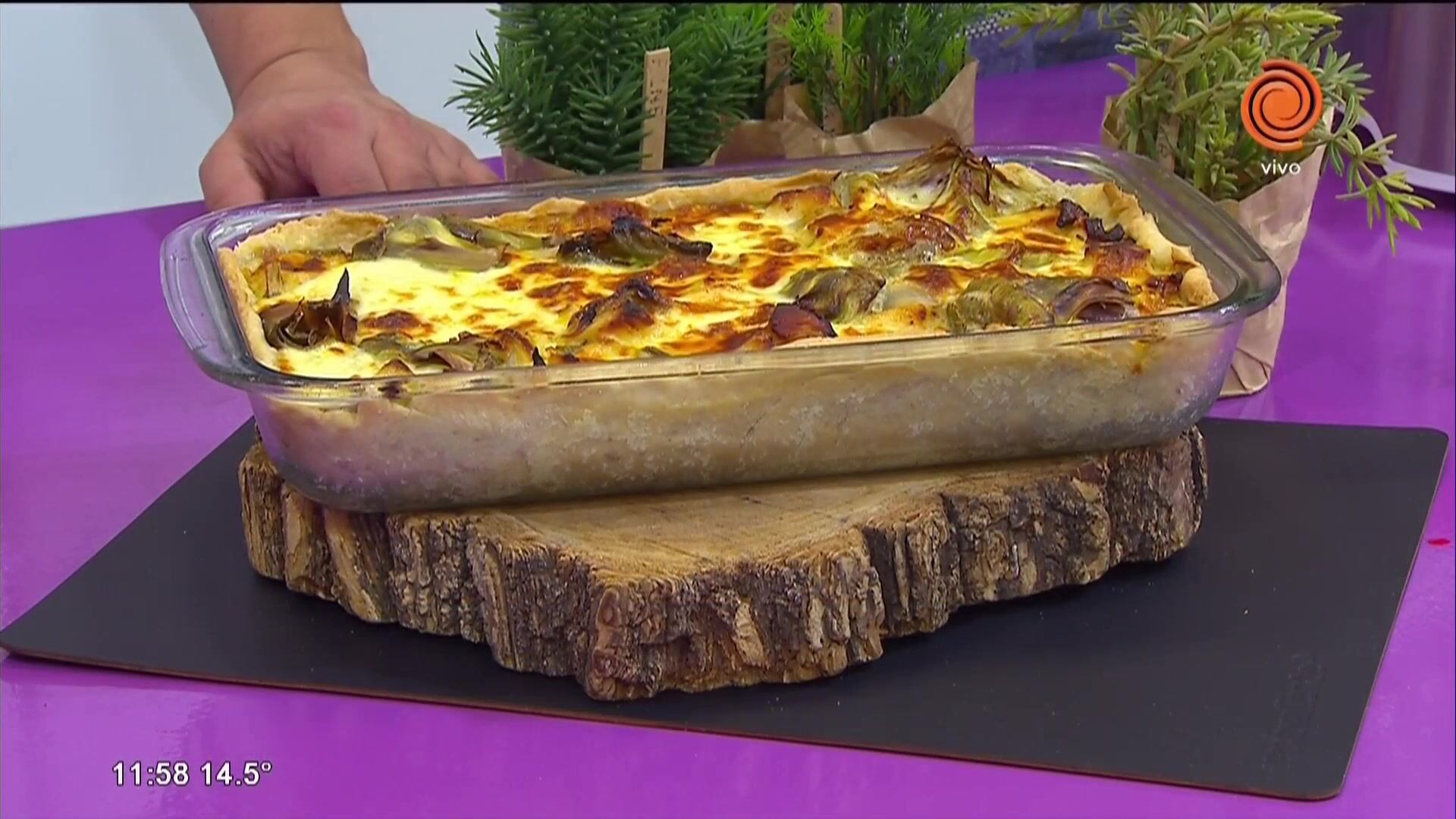 tarta de pollo y alcauciles