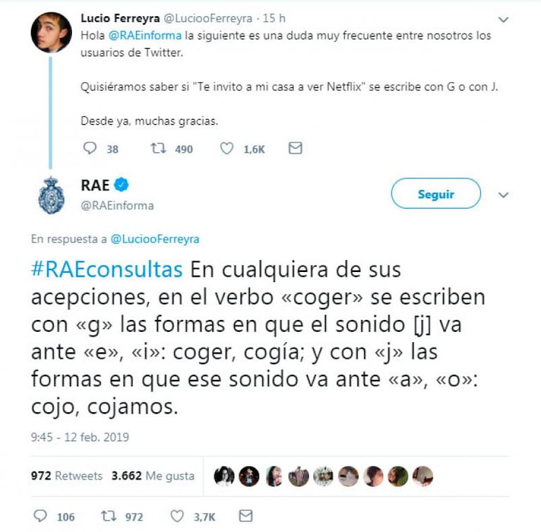 "Te invito a mi casa a ver Netflix, ¿se escribe con G o J?": la respuesta viral de la RAE