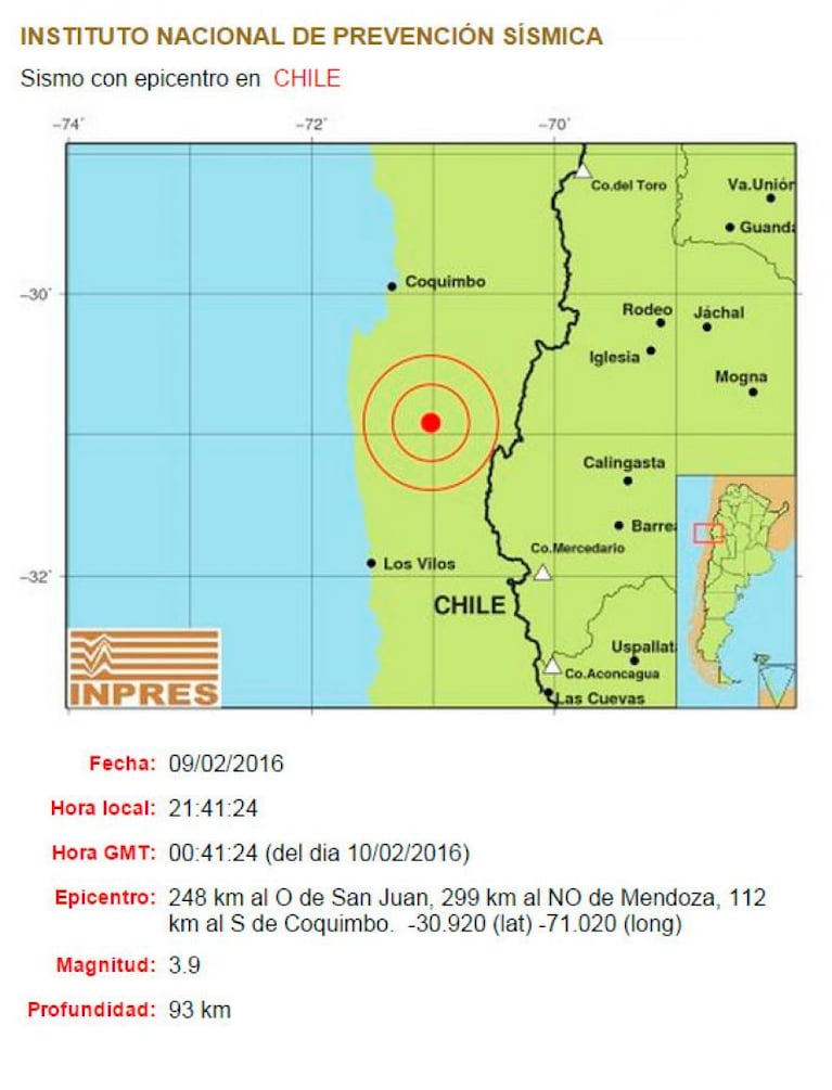 Temblor en Chile sacudió a Córdoba