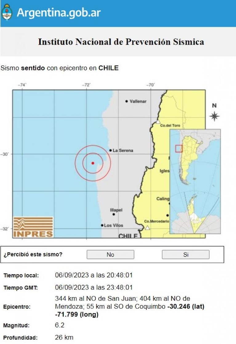 Temblor en Chile se sintió con fuerza en Córdoba
