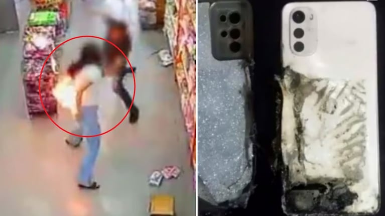 Tenía el celular en el bolsillo y se le prendió fuego. (Foto: captura video)