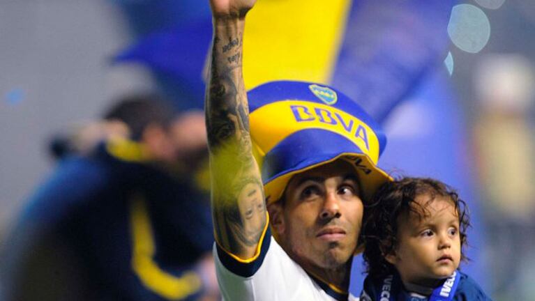 Tevez y su hijo Lito pasaron un hermoso momento viendo a Boca.