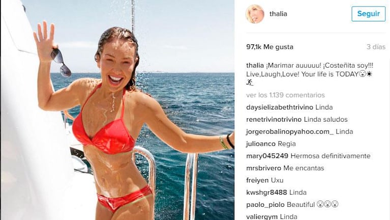 Thalía cautivó a sus seguidores con su figura espléndida en bikini