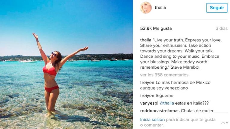 Thalía cautivó a sus seguidores con su figura espléndida en bikini