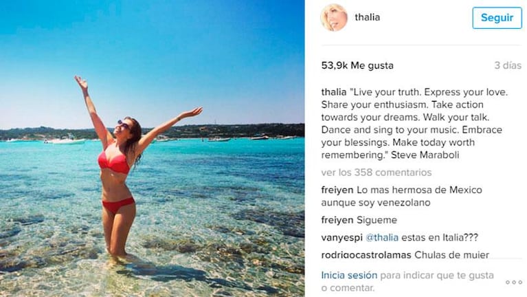 Thalía cautivó a sus seguidores con su figura espléndida en bikini
