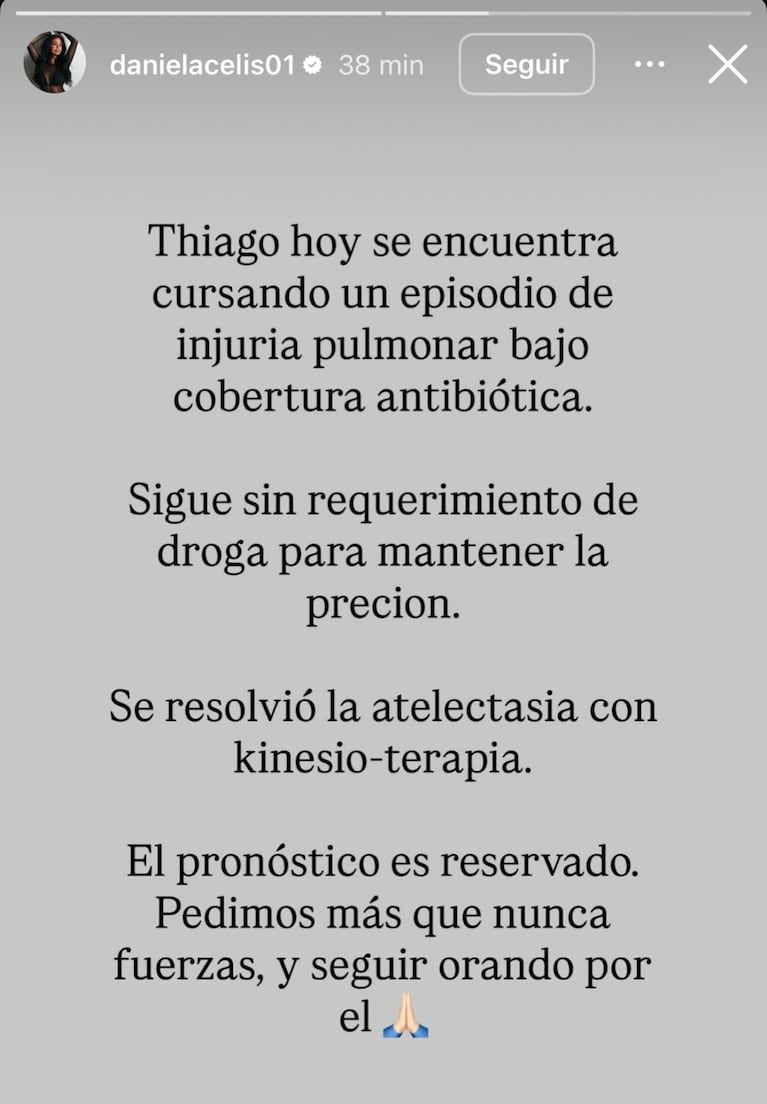 Thiago Medina, más complicado: el desalentador parte médico sobre la afección en sus pulmones