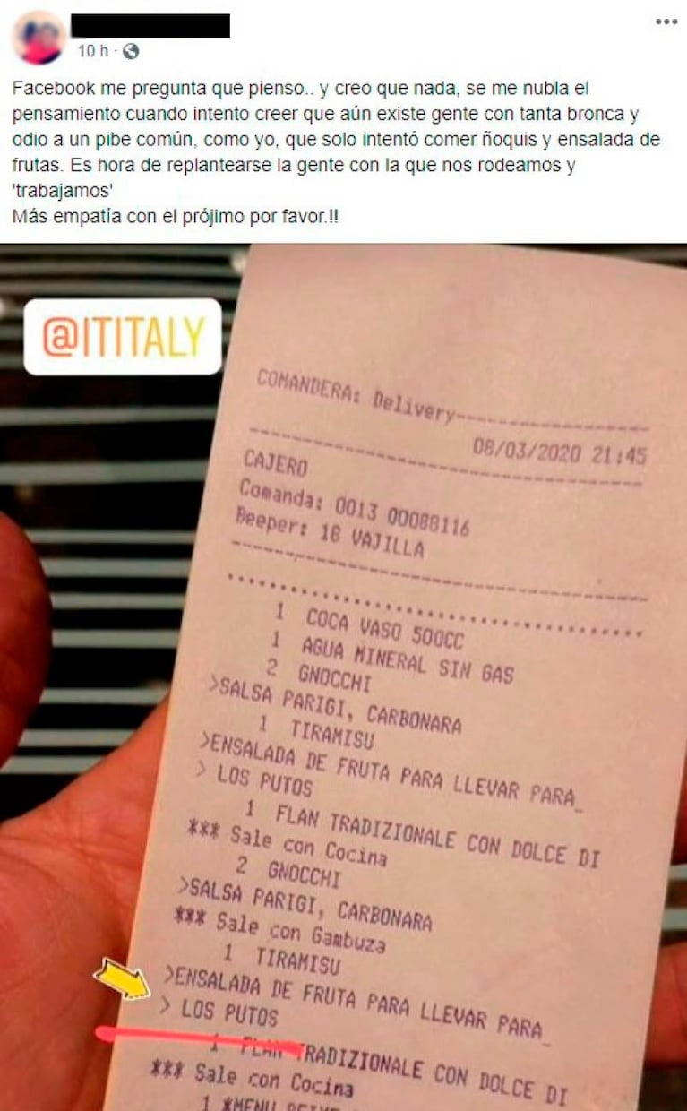 Ticket homofóbico: la respuesta de Italy