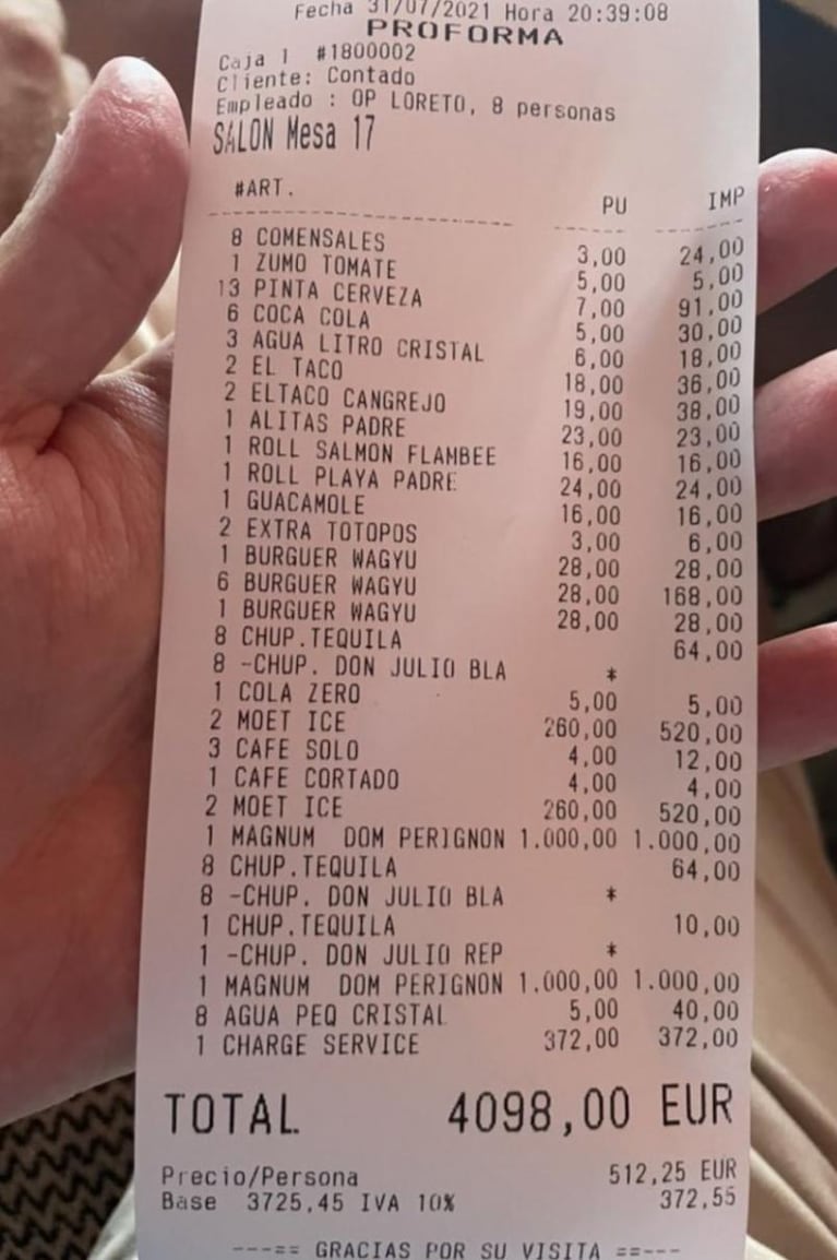 Ticket viral: gastó más de 4 mil euros, se quejó y un detalle provocó indignación en las redes