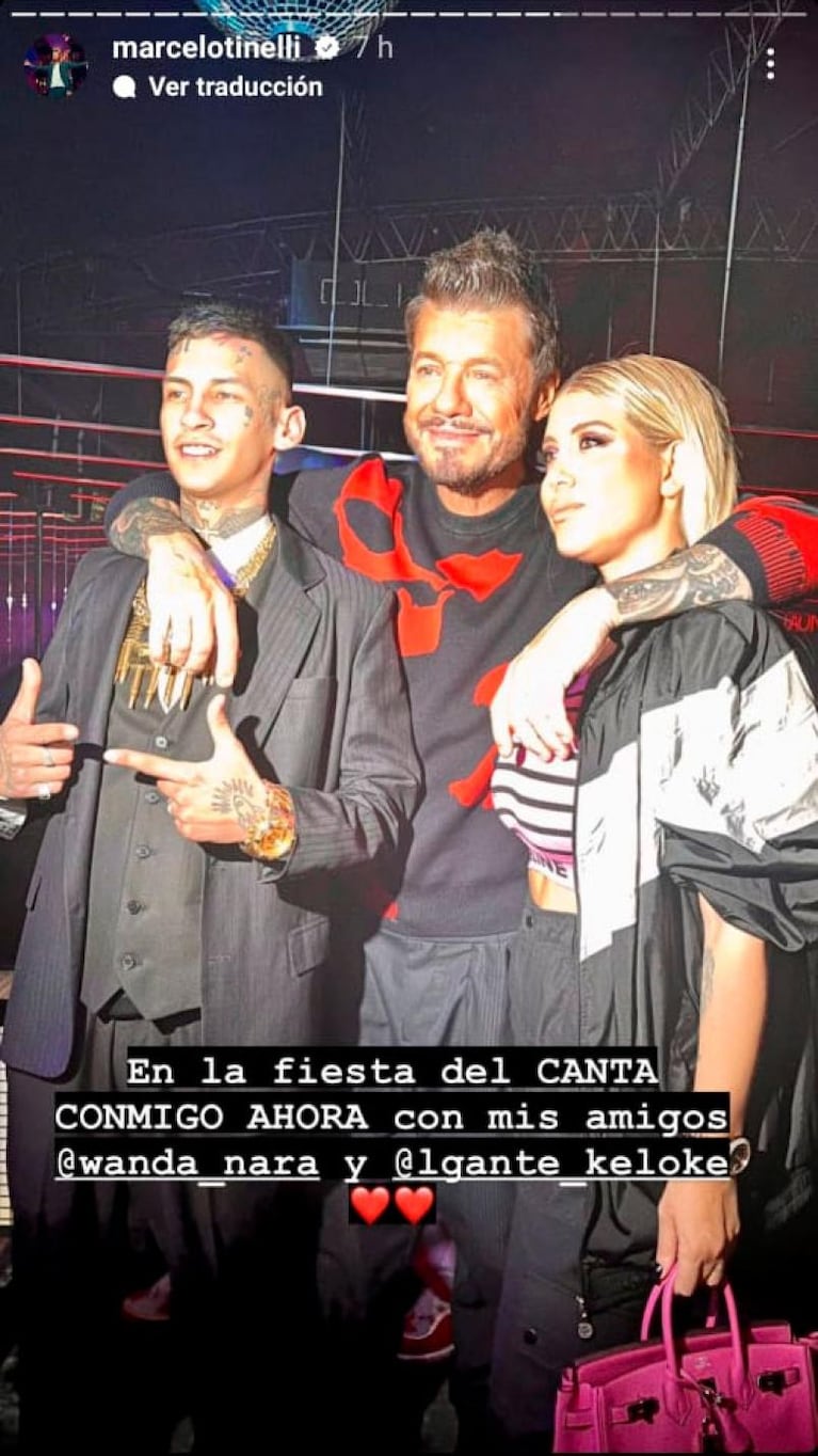 Tinelli celebró el final de CCA y mostró la foto de Wanda Nara y L-Gante