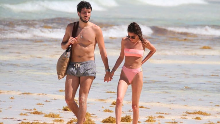 Tini y Sebastián disfrutando de las playas de Tulum.