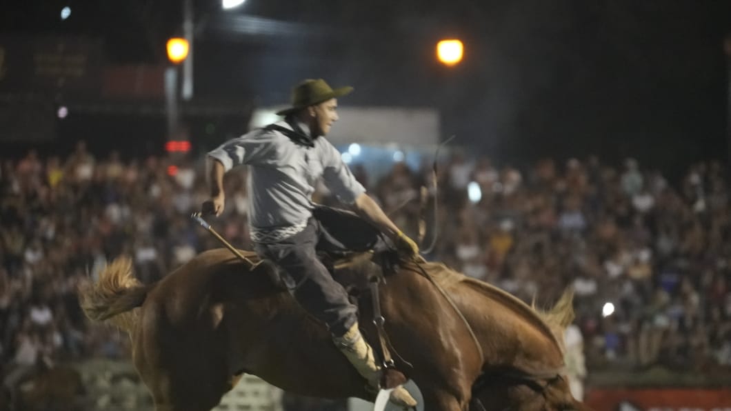 Toda la destreza en la tradicional jineteada. Foto: Lucio Casalla/El Doce.