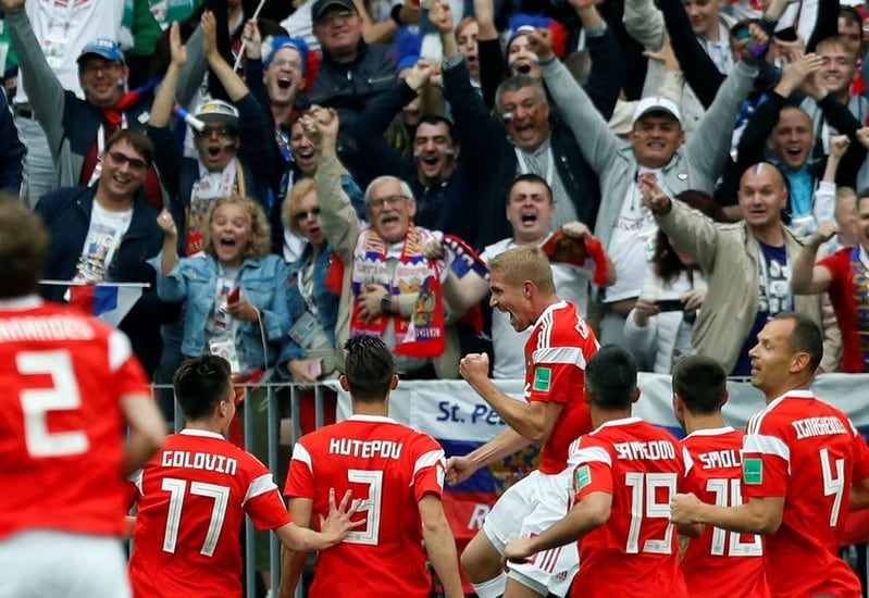 Todo Rusia festejó el primer gol del Mundial.