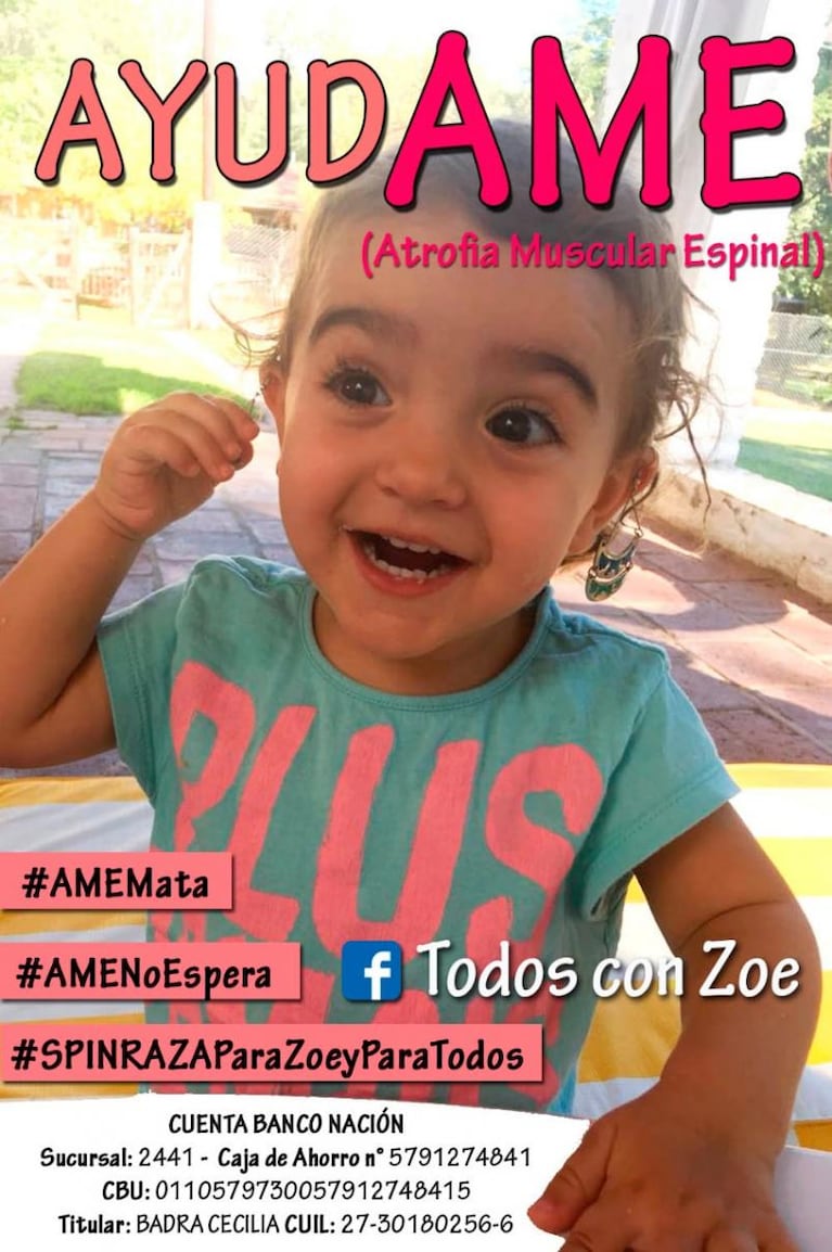 Todos con Zoe: la campaña para ayudar a la nena que padece Atrofia Muscular Espinal