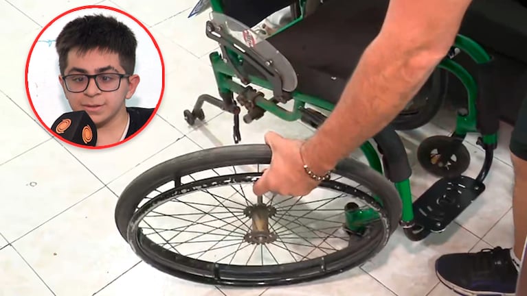 Tomi, el nene cordobés con huesos de cristal, contó lo sucedido con su silla de ruedas.
