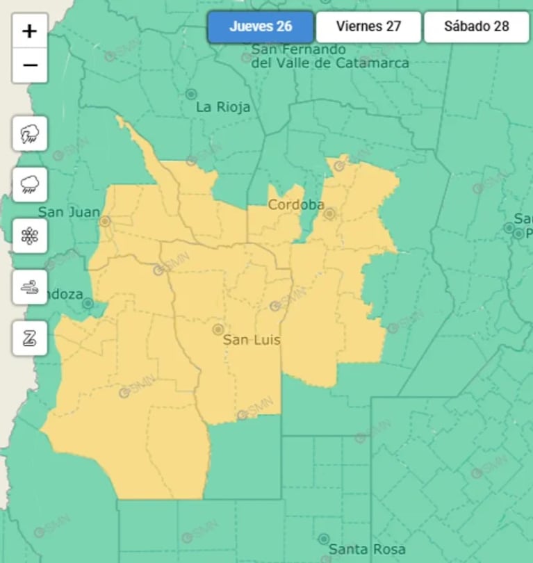 Tormentas aisladas pero fuertes: qué zonas están bajo alerta en Córdoba