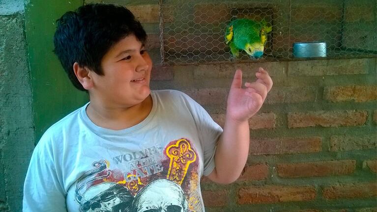 Toto ya volvió a su hogar con su dueño, Nahuel. Foto: Puntal.com.ar