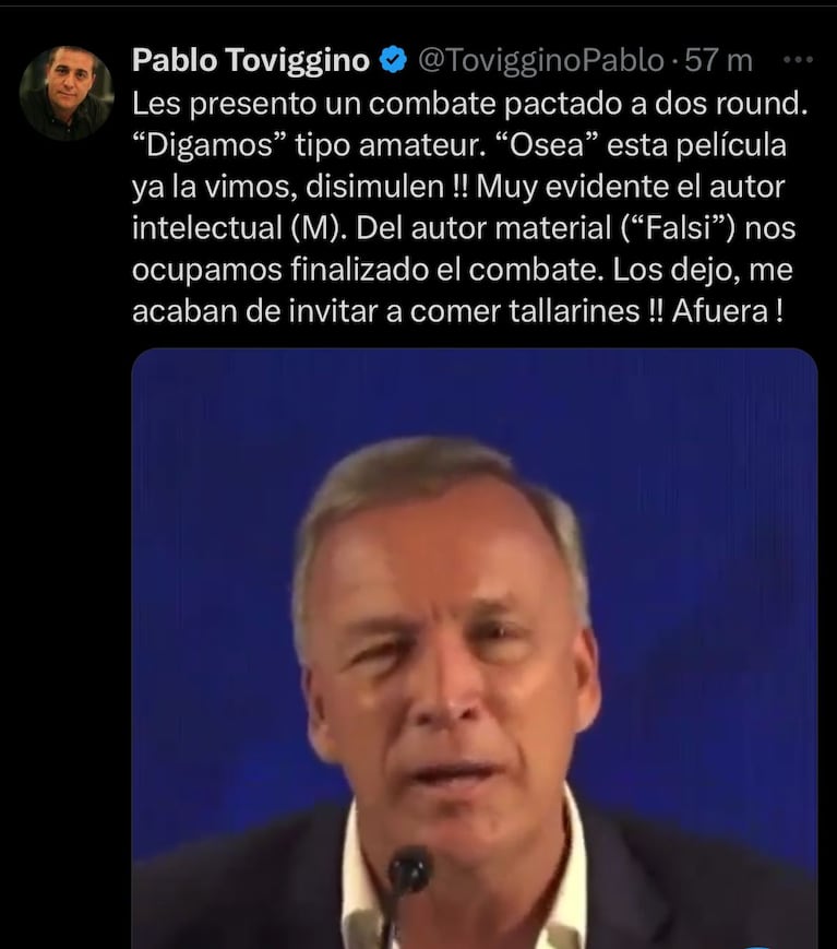 Toviggino amenazó a Fassi y se burló con un apodo: “A comer tallarines...”