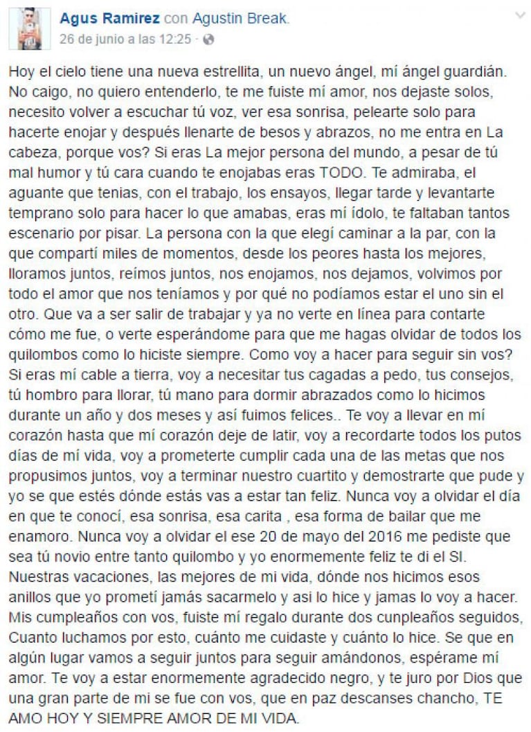 Tragedia de Mendoza: la carta de despedida a su novio muerto