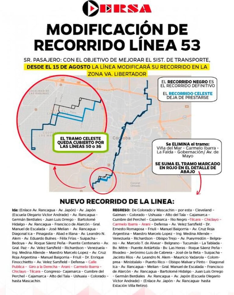 Transporte urbano: seis líneas de colectivos de ERSA cambian su recorrido