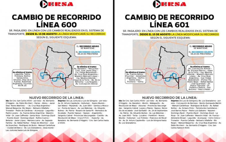 Transporte urbano: seis líneas de colectivos de ERSA cambian su recorrido