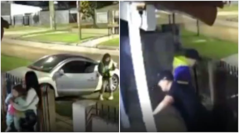 Trataron de bajarle la puerta a patadas a dos mujeres para robarles: el video de la brutal entradera