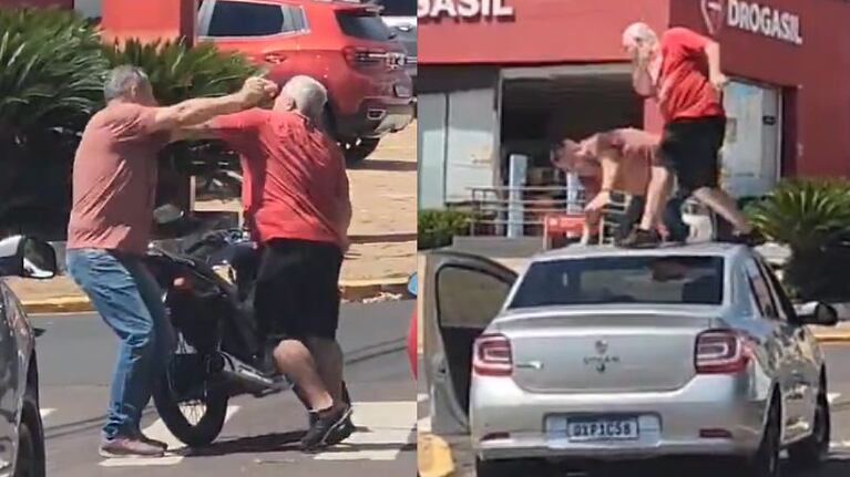 Tremenda pelea de tránsito en Presidente Prudente, Brasil.