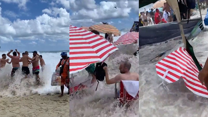 Tremendo susto en la playa Leblon en Río de Janeiro.