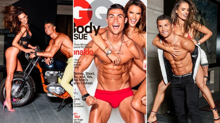 Tres de las fotos de Cristiano y Alessandra en la revista.