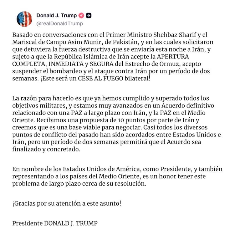 Trump suspendió los ataques contra Irán: “Estamos muy avanzados en la negociación” 