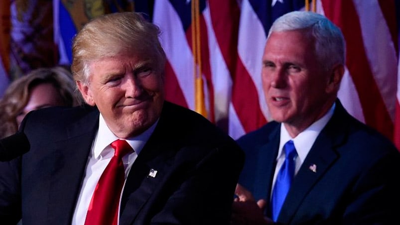 Trump y su vice Pence ganaron pese a las encuestas en contra. Foto: AFP.