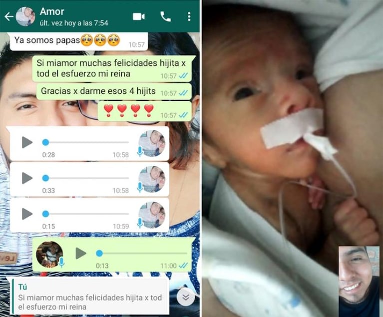 Tuvo cuatrillizos en cuarentena y su marido los conoció por foto