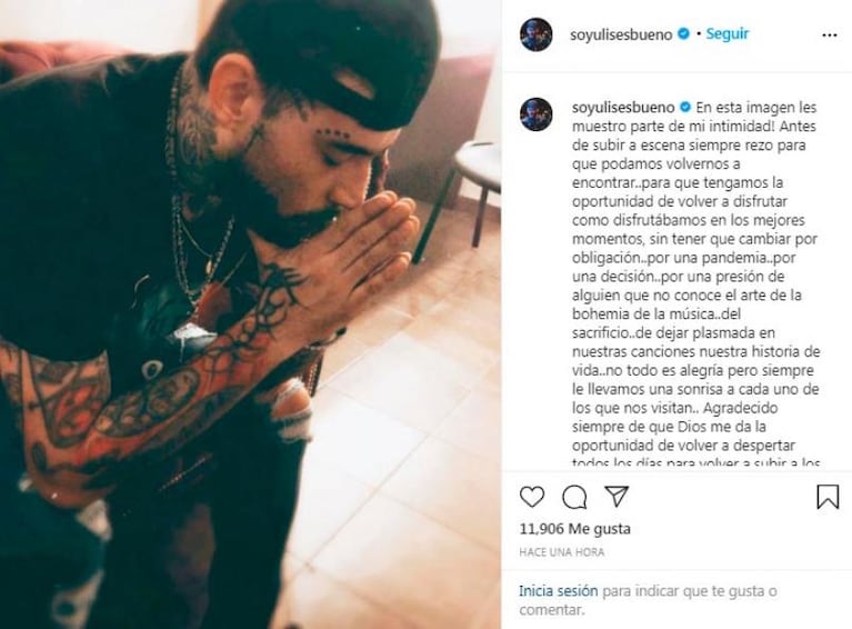 Ulises Bueno reveló el emotivo ritual antes de subir al escenario