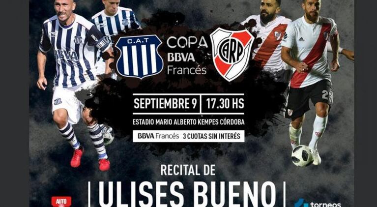 Ulises cantará en el partido de Talleres vs River