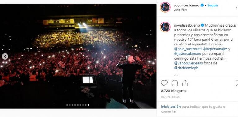 Ulises llenó su décimo Luna Park y tuvo grandes invitados