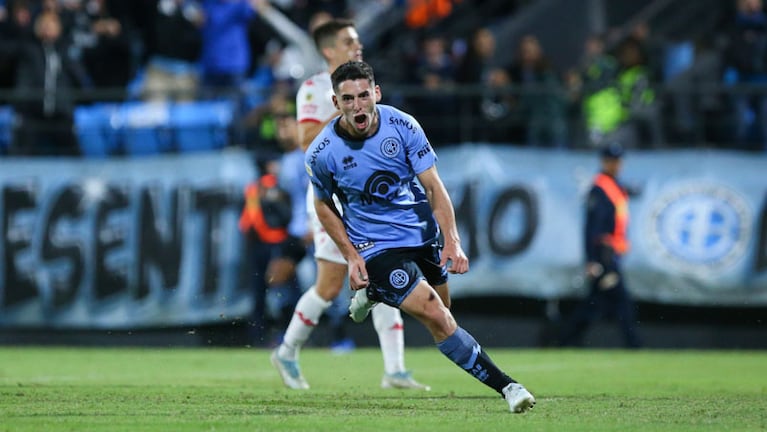 Ulises Sánchez marcó un golazo en la victoria sobre Huracán. Foto: Prensa Belgrano.